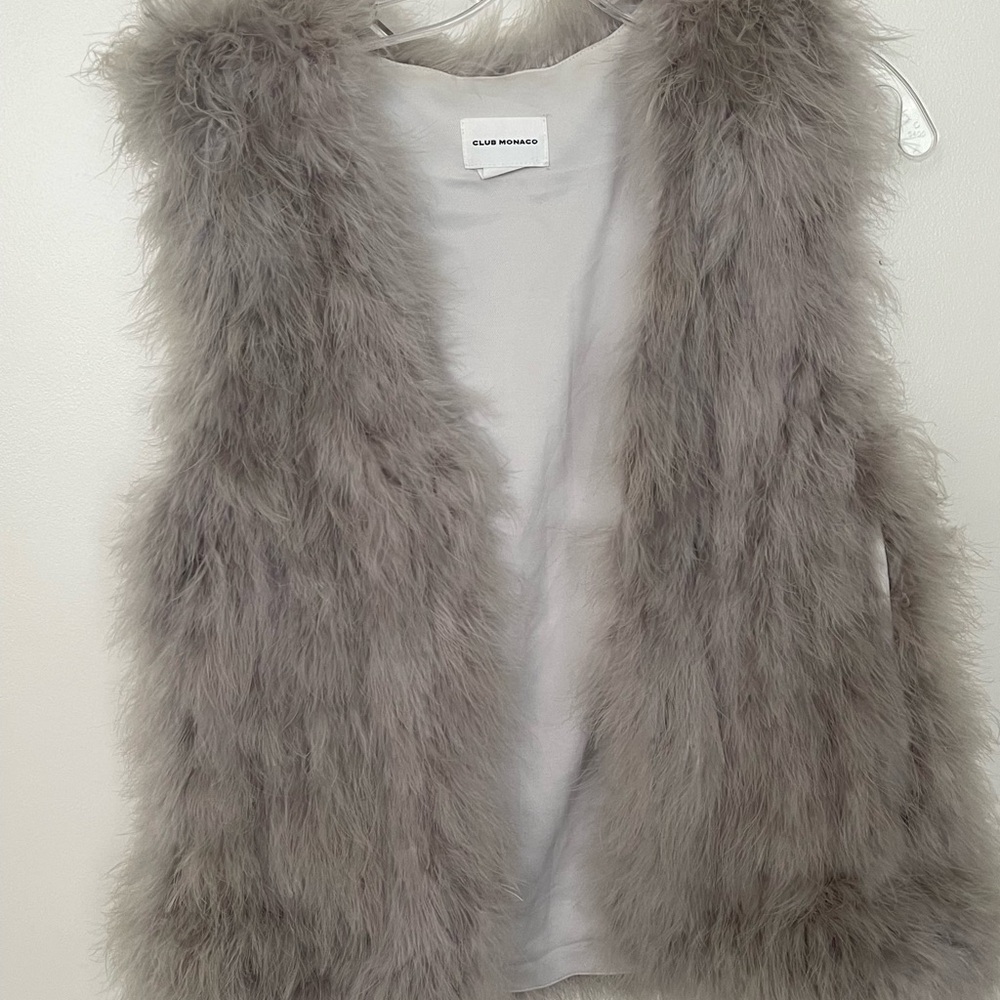 Club Monaco Light Gray Faux Fur Vest